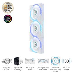 Quạt case Asus ROG EURUX GR120 FAN ARGB REVERSE WHITE 3IN1