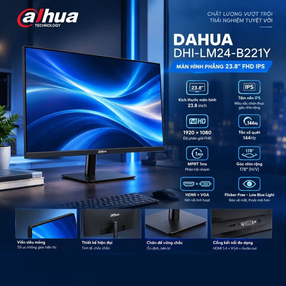 Màn hình Dahua DHI-LM24-B221Y (23.8Inch/ Full HD/ 144Hz/ 250cd/m2/ IPS) Màn hình Dahua DHI-LM24-B221Y (23.8Inch/ Full HD/ 144Hz/ 250cd/m2/ IPS)