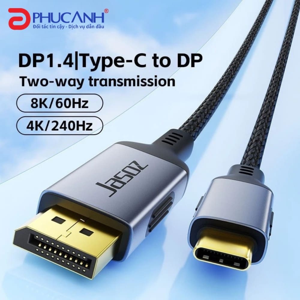 Cáp chuyển Jasoz T-A393 USB Type C sang Displayport 2M hỗ trợ 8K/60Hz