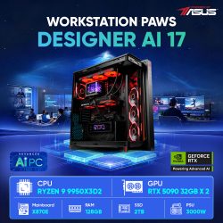 Máy tính PAWS AI Ryzen 9 9950X3D2/X870/128GB/RTX 5090 32GB x 2 - POWER BY ASUS